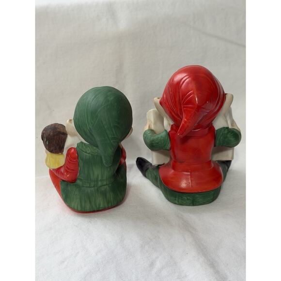 Vintage Home Interiors Homco Elves Elf Figurines Toymaker Book Taiwan 3.75” - Picture 4 of 5